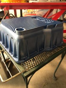 Cast Aluminum Transmission Pan In Illusion Blue